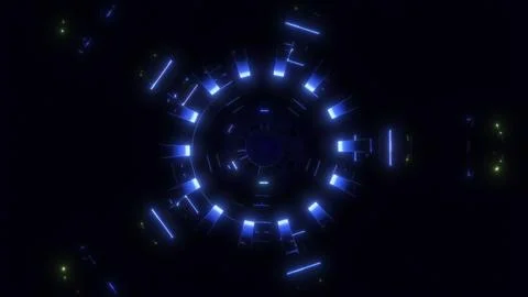 Colorful UI HUD circle elements 3D technological Tunnel Hi speed internet Stock Illustration