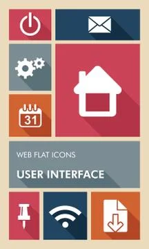Colorful ui web apps user interface flat icons. Stock Illustration