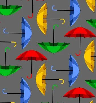 Colorful umbrella pattern on a blue background Stock Illustration