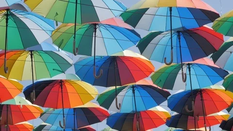 Colorful umbrellas Stock Footage 110922979