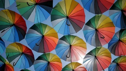 Colorful umbrellas Stock Footage 110923009