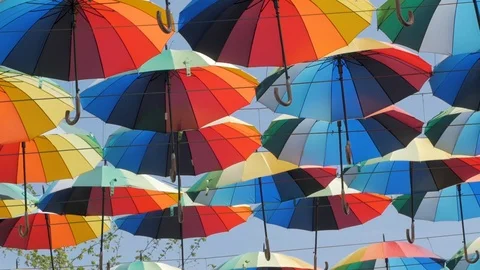 Colorful umbrellas Stock Footage 110923017