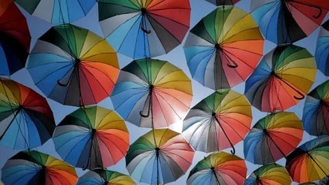 Colorful umbrellas Stock Footage 110923033