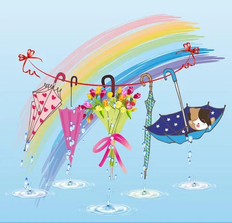 Colorful umbrellas, Stock Illustration
