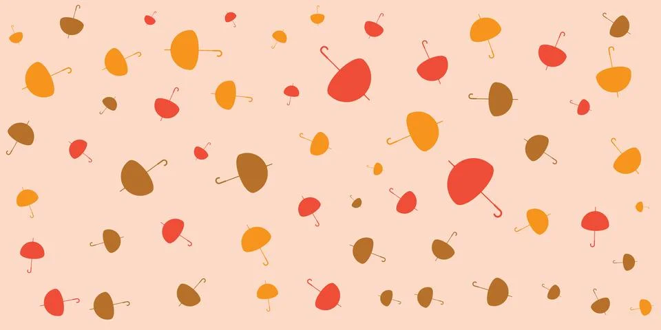 Colorful Umbrellas Pattern Colored in Various Shades of Red and Brown - Vec.. Illustration