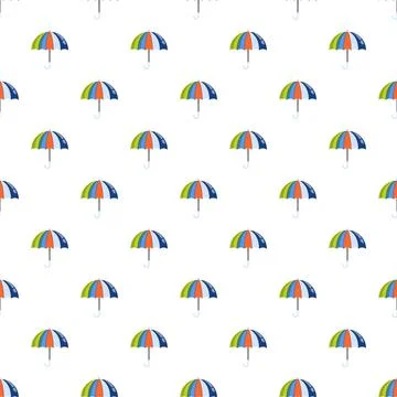 Colorful umbrellas repeating pattern on white background Illustrazione stock