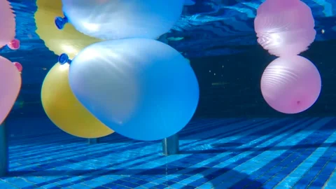 Colorful Underwater Ballons Stock Footage 144652147