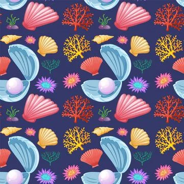 Colorful Underwater Seamless Pattern Illustrazione stock