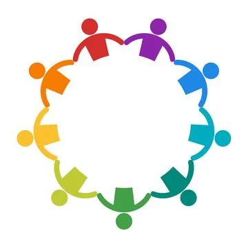 Colorful Unity Symbol with Abstract Figures Holding Hands in a Circle Stock Illustration