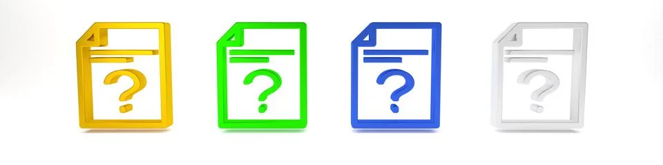Colorful Unknown document icon isolated on white background. File with Ques.. Stock Photos
