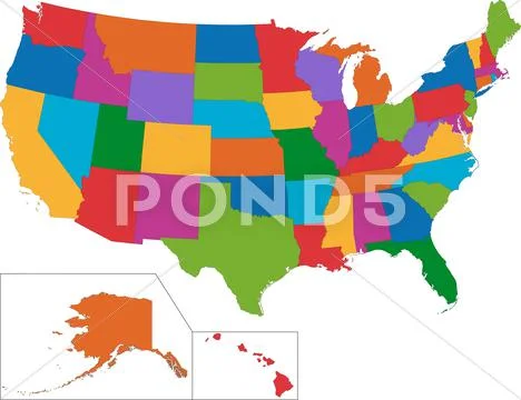 Colorful usa map Stock Illustration