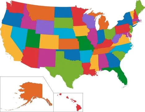 Colorful usa map Stock Illustration