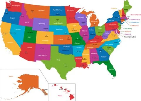 Colorful usa map Stock Illustration