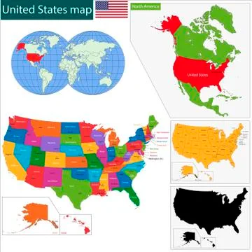 Colorful USA map Stock Illustration