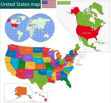 Colorful USA map Stock Illustration