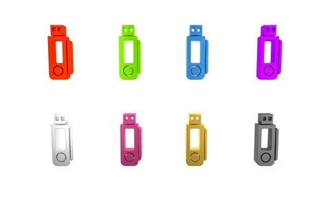 Colorful USB flash drive icon isolated on white background. Minimalism conc.. Stock Illustration