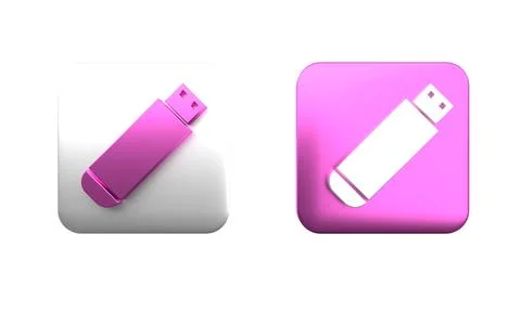 Colorful USB flash drive icon isolated on white background. Square button. .. Stock Illustration