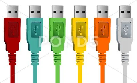 Colorful usb wires set Stock Illustration