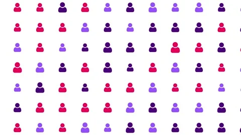 Colorful User Profile Icons Grid Pattern on White Background Stock Footage 335808719