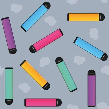 Colorful vape pattern. Electronic cigarettes and vape pattern. Flat vector Stock Illustration