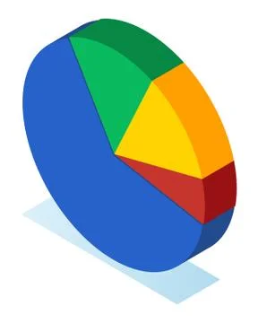 Colorful vector 3d pie diagram, pie chart, digital marketing, round infochart Stock Illustration