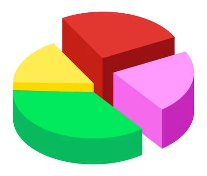 Colorful vector 3d pie diagram, pie chart, digital marketing, round infochart Illustrazione stock