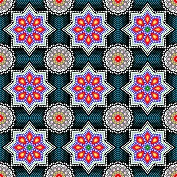 Colorful vector abstract dots circle star background pattern design. Stock Illustration