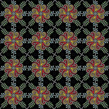 Colorful vector abstract dots circle flower background pattern design. Illustrazione stock