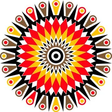 Colorful vector abstract rangoli round design. Stock Illustration