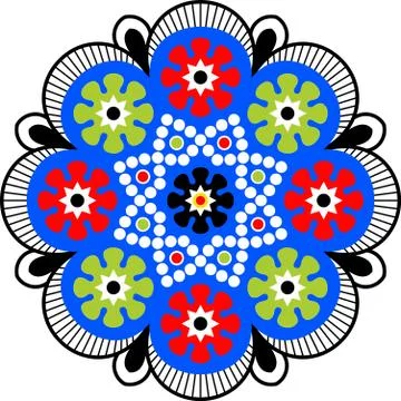 Colorful vector abstract rangoli round design. Stock Illustration