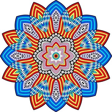 Colorful vector abstract rangoli round design. Stock Illustration