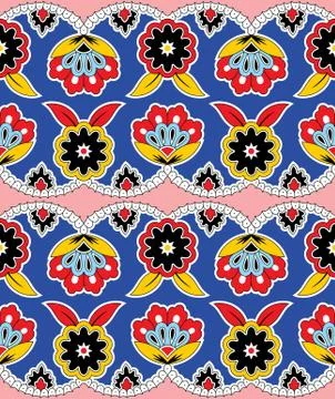 Colorful vector abstract seamless pattern with flowers and leafs Illustrazione stock