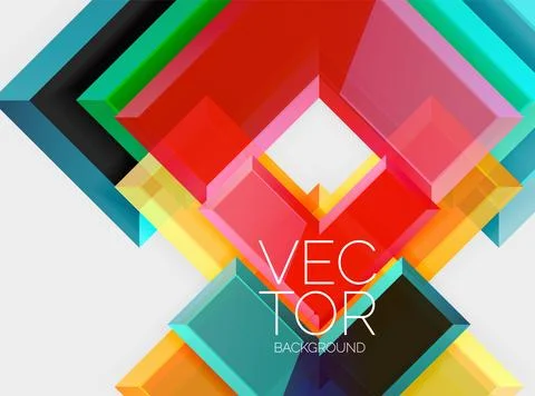 Colorful vector art with rectangles, triangles, and electric blue background Illustrazione stock