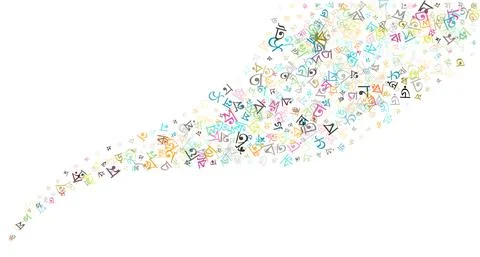 Colorful vector background made from Bengali alphabets, scripts, letters Stock Illustration