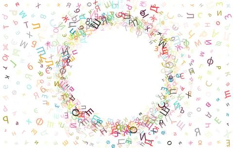 Colorful vector background made from Russian alphabets, scripts, letters Stock Illustration