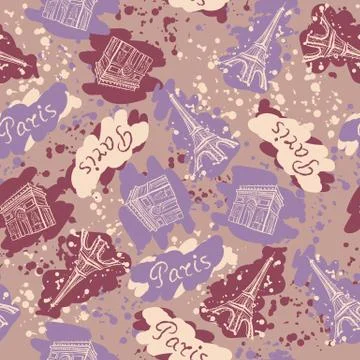 Colorful vector background with Tower Eiffel. Stock Illustration