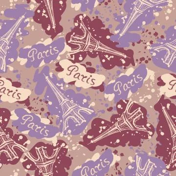 Colorful vector background of Tower Eiffel. Stock Illustration