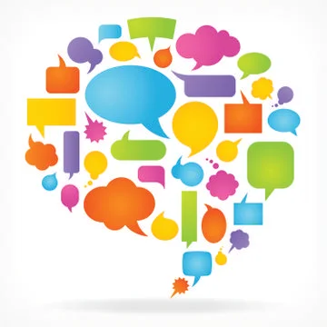 Colorful vector comic bubbles forming a bubble shape Stock Illustration