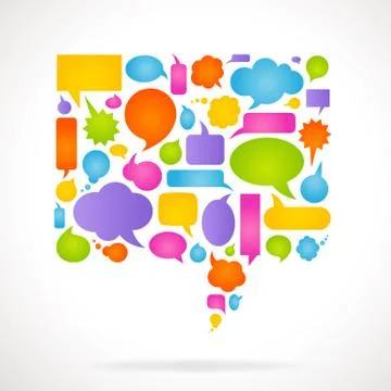 Colorful vector Comic bubbles forming a rectangular bubble shape Stock Illustration