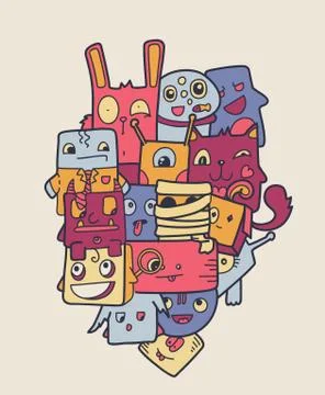 Colorful vector doodles Stock Illustration