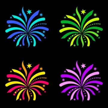 Colorful vector firework design elements Illustration