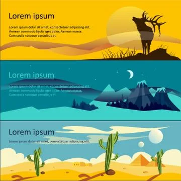 Colorful Vector Flat Banner Illustrazione stock