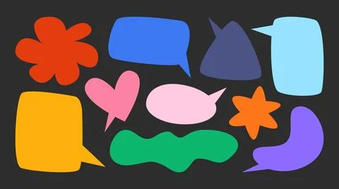 Colorful vector flat set of speech bubble shapes in retro cartoon style. Stock Illustration