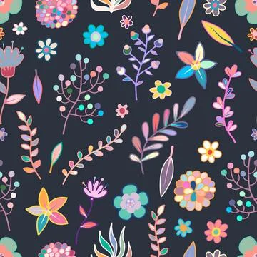 Colorful vector floral pattern, print, design for wallpaper, wrapping paper.. Stock Illustration
