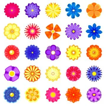 Colorful vector flowers set Stock Illustration
