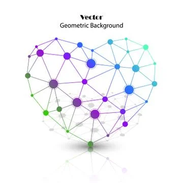Colorful vector heart made of connected points Stock Illustration