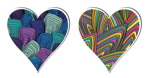 Colorful vector hearts. Stock Illustration