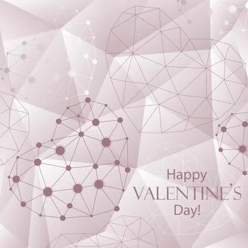 Colorful vector hearts made of connected points Stock Illustration