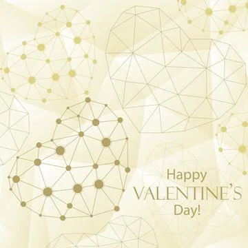 Colorful vector hearts made of connected points Stock Illustration