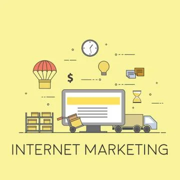 Colorful vector illustration concept for internet marketing. Delivery service Stock Illustration